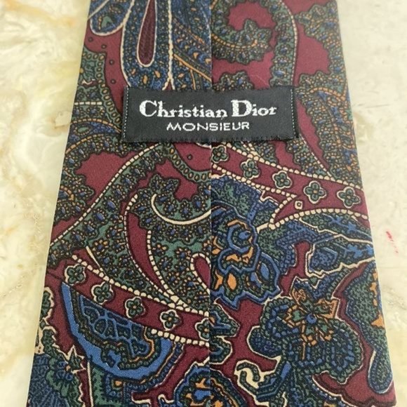 Christian Dior?100% Silk Vintage Paisley Tie - Picture 5 of 8